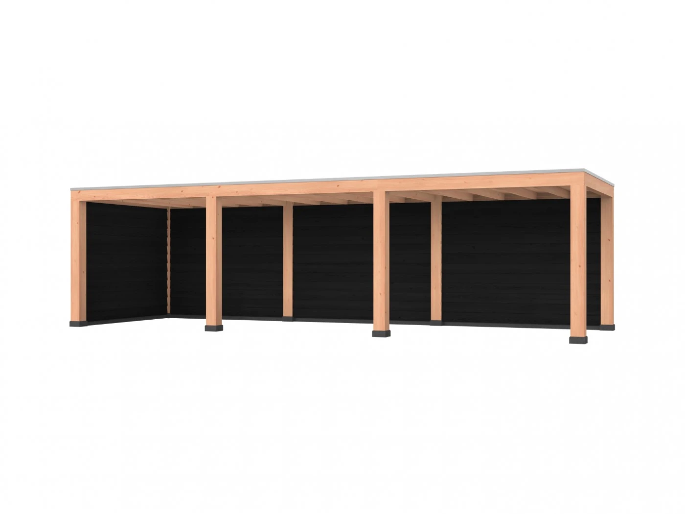 Douglas overkapping, 900 x 300, met achterwand en zijwand, Westwood Robuust zwart - Afbeelding 1